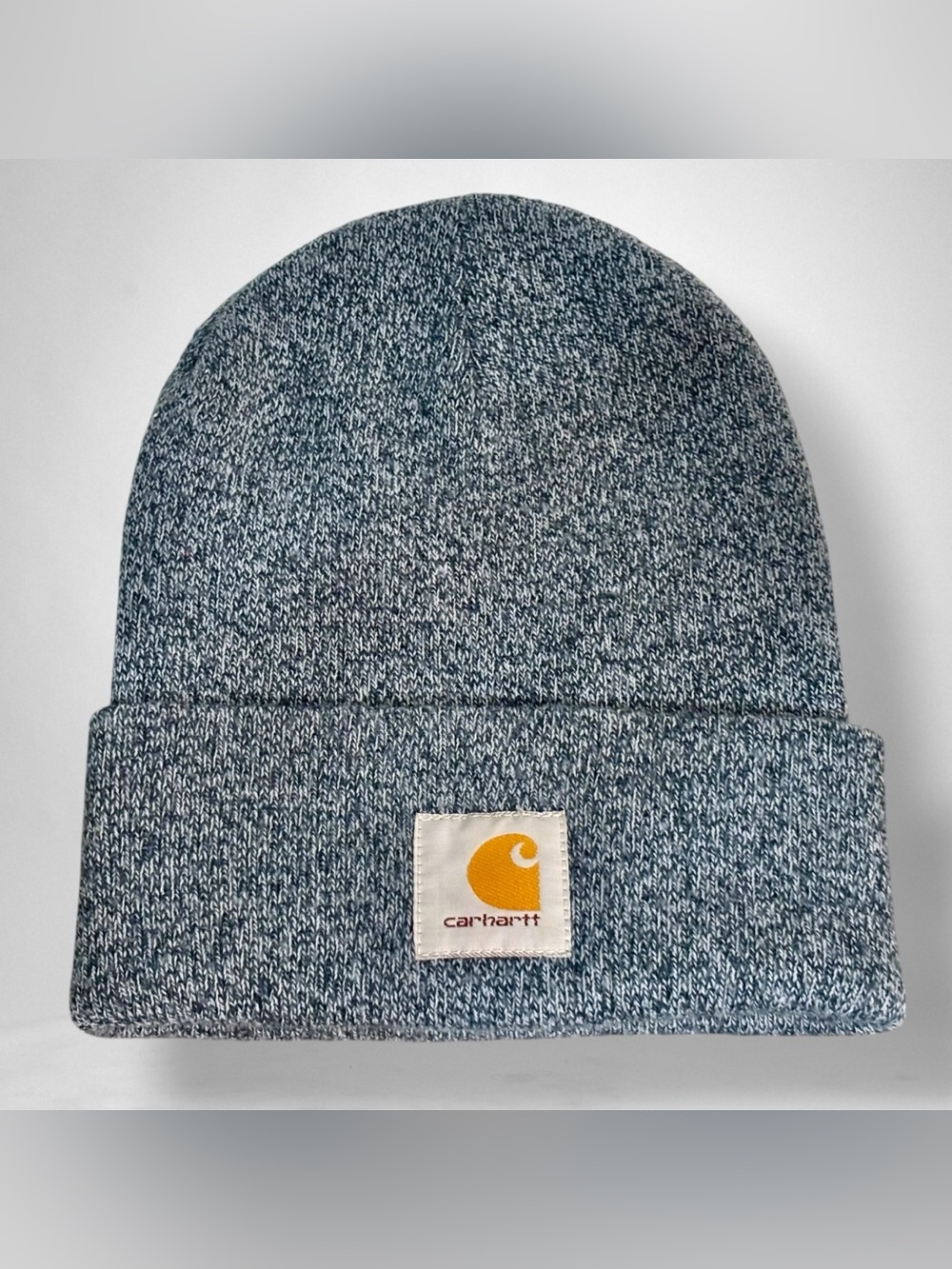 Carhartt Adult One Size Knit Cuffed Beanie Winter Hat Blue/White Heather